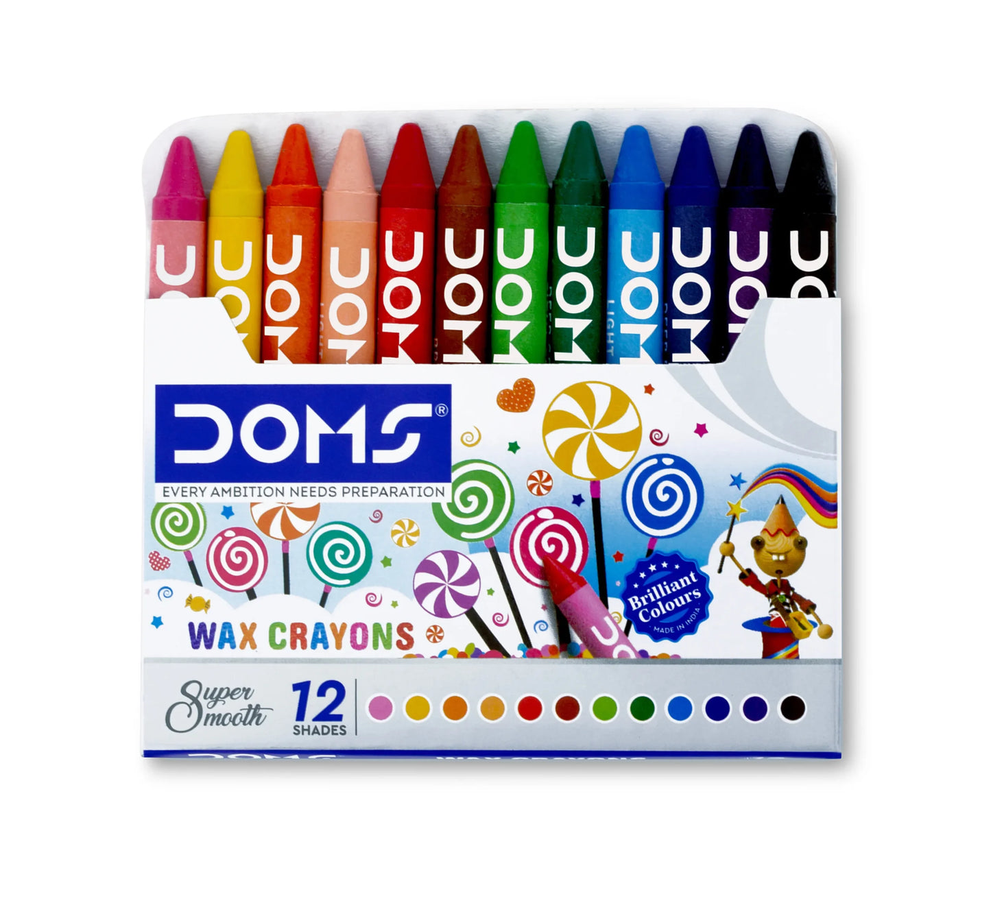 DOMS WAX CRAYONS 12 SHADES