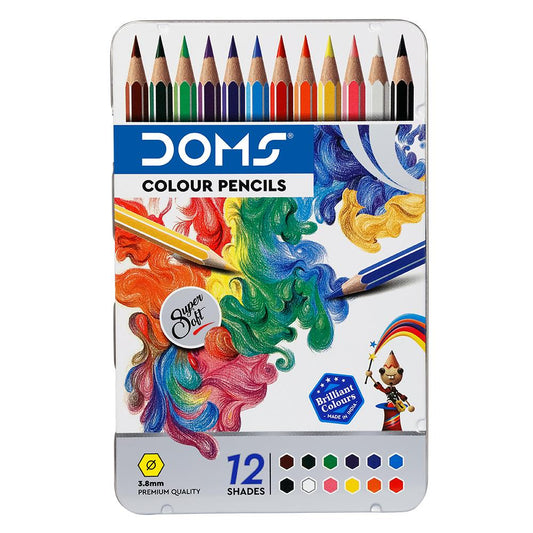 DOMS FSC 12 PENCIL FLAT TIN front view