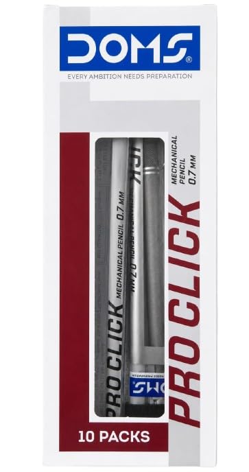 DOMS PRO CLICK MECHANICAL PENCIL 0.7 MM 10 PCS PACK front view