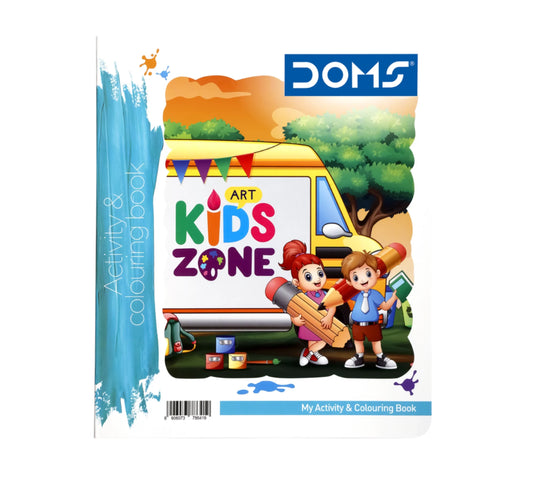 DOMS Art AMAZE KIT activity and colouring book cover for kids with colorful illustrations.