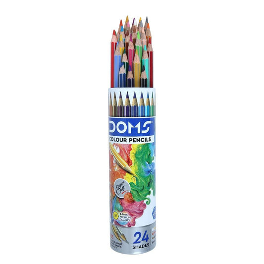 DOMS FSC 24 PENCIL ROUND TIN front view