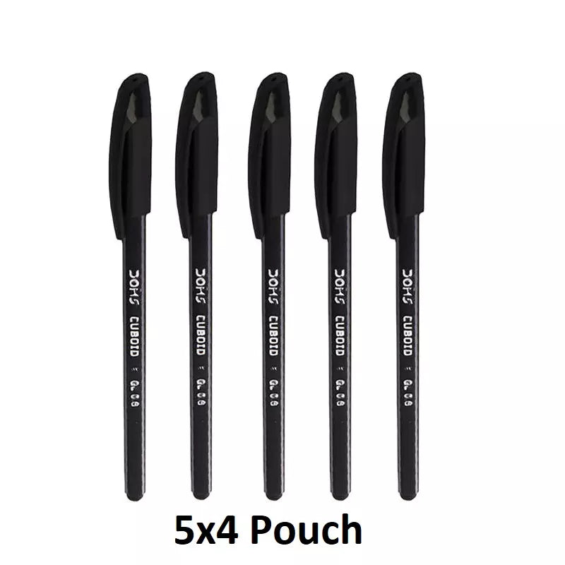 DOMS CUBOID BLACK PEN 5 PCS POUCH PACK