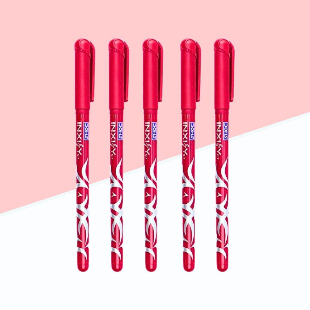 DOMS INXIFY SOFTY BALL PEN RED 5 PCS POUCH