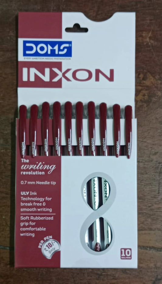 DOMS INXON BALL PEN RED SINGLE 10 PCS PACK