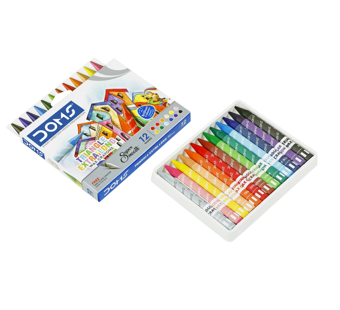 DOMS Tri Extra Long Wax Crayons