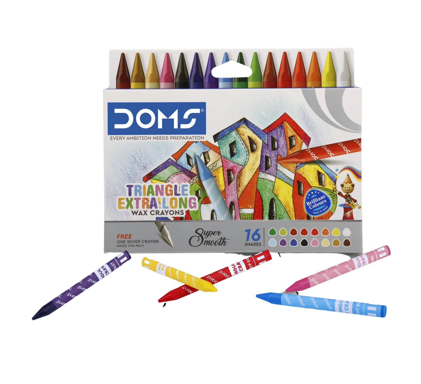DOMS Tri Extra Long Wax Crayons