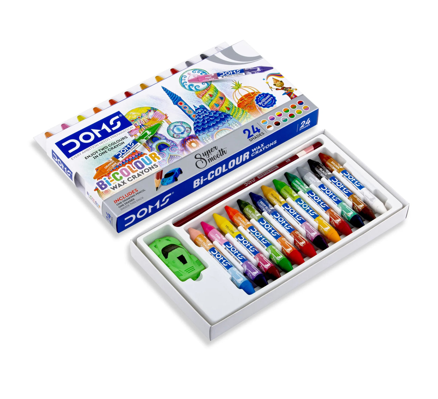 DOMS Bi-Colour Wax Crayons