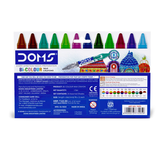 DOMS Bi-Colour Wax Crayons