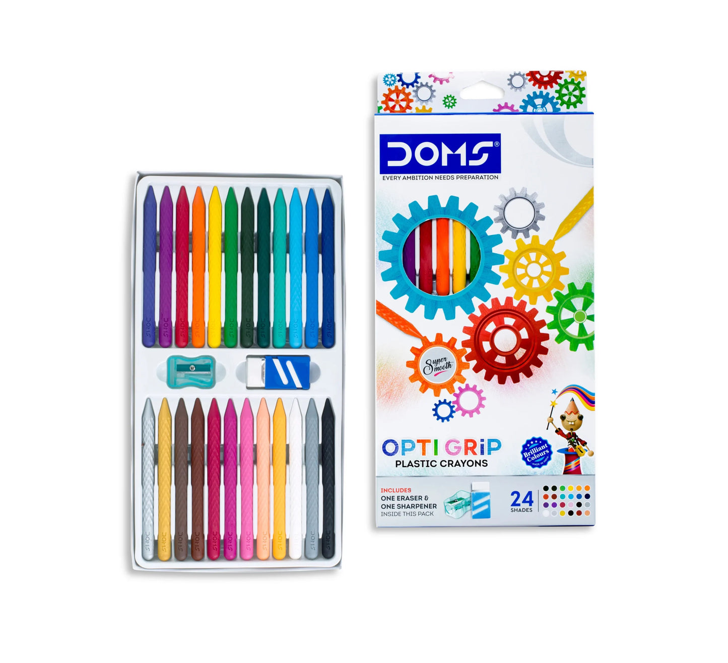 DOMS Opti Grip Plastic Crayons