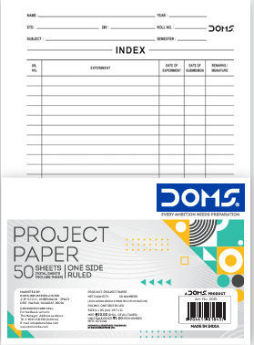 DOMS A4 Project Paper 1845 – One Side – 29.7 × 21 cm – 50 Sheets Per Pack