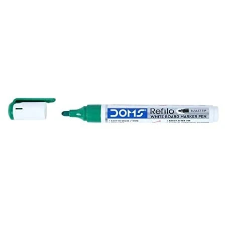 DOMS REFILO WHITEBOARD MARKER PEN GREEN 1 PCS front view