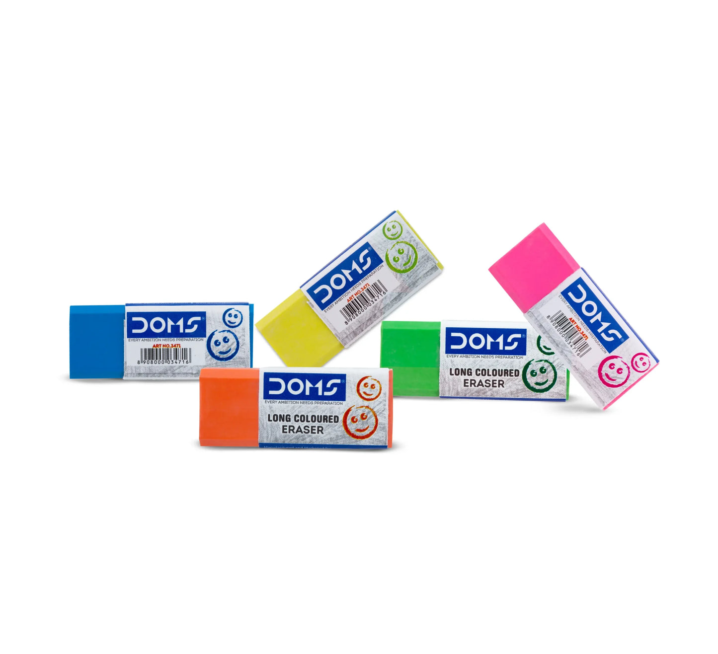 DOMS LONG COLOURED ERASERS