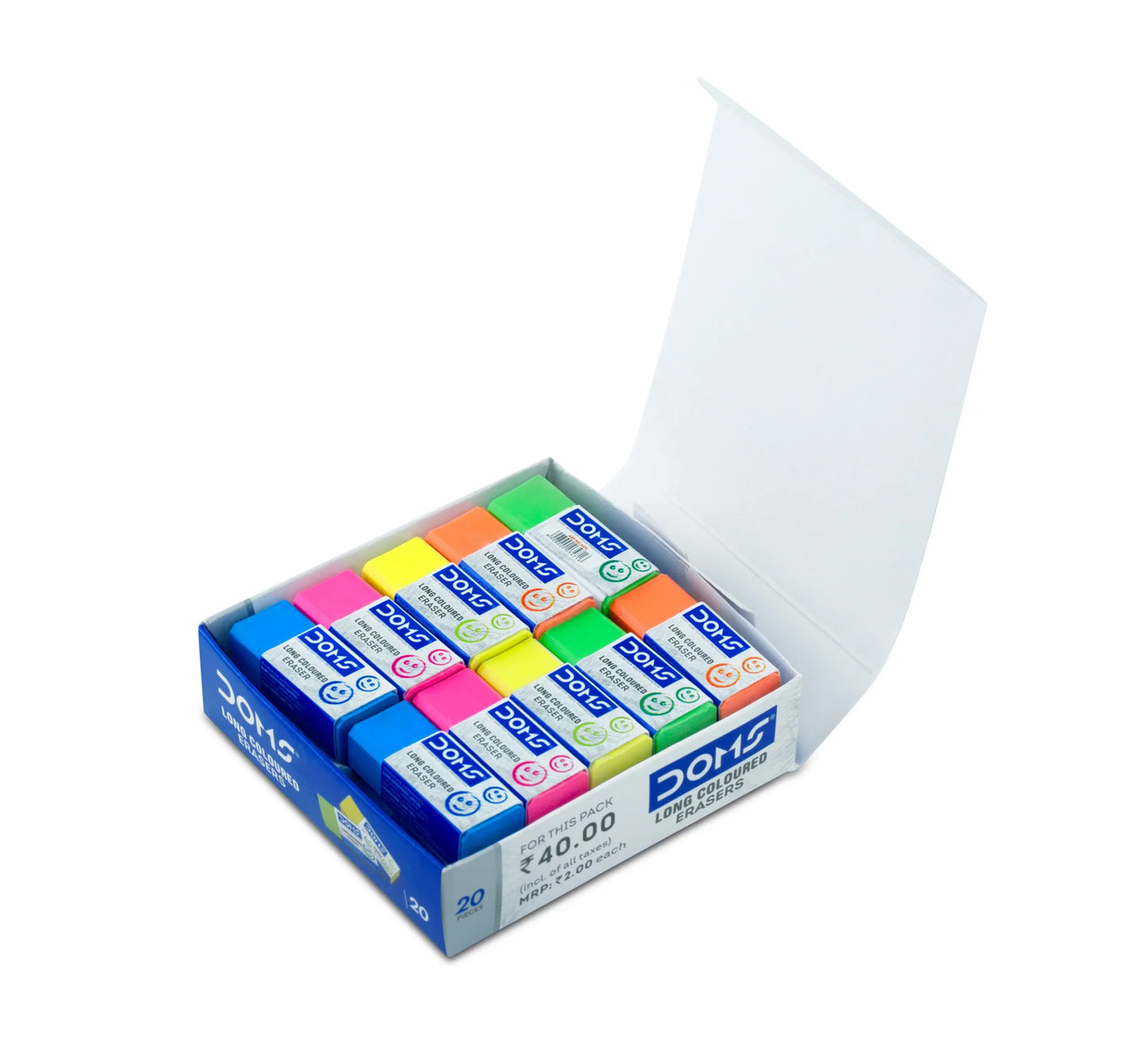 DOMS LONG COLOURED ERASERS