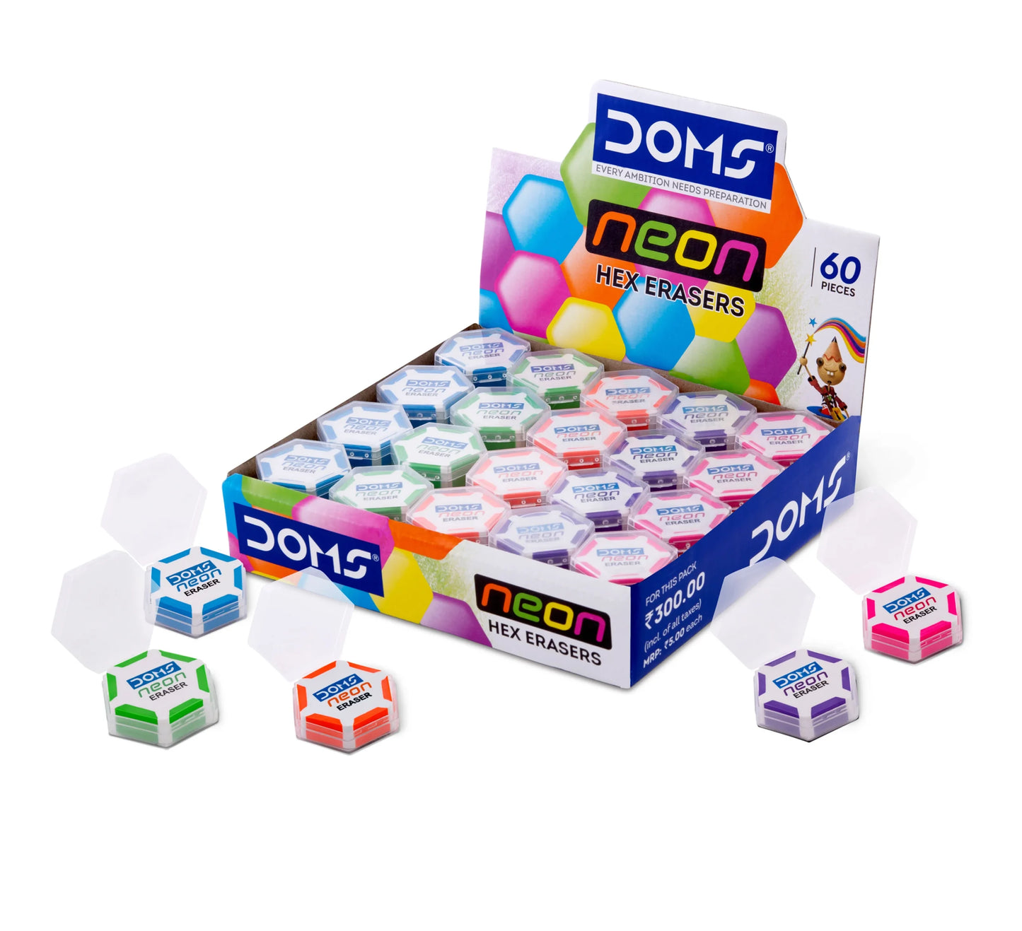DOMS Neon Hex Dust Free Eraser
