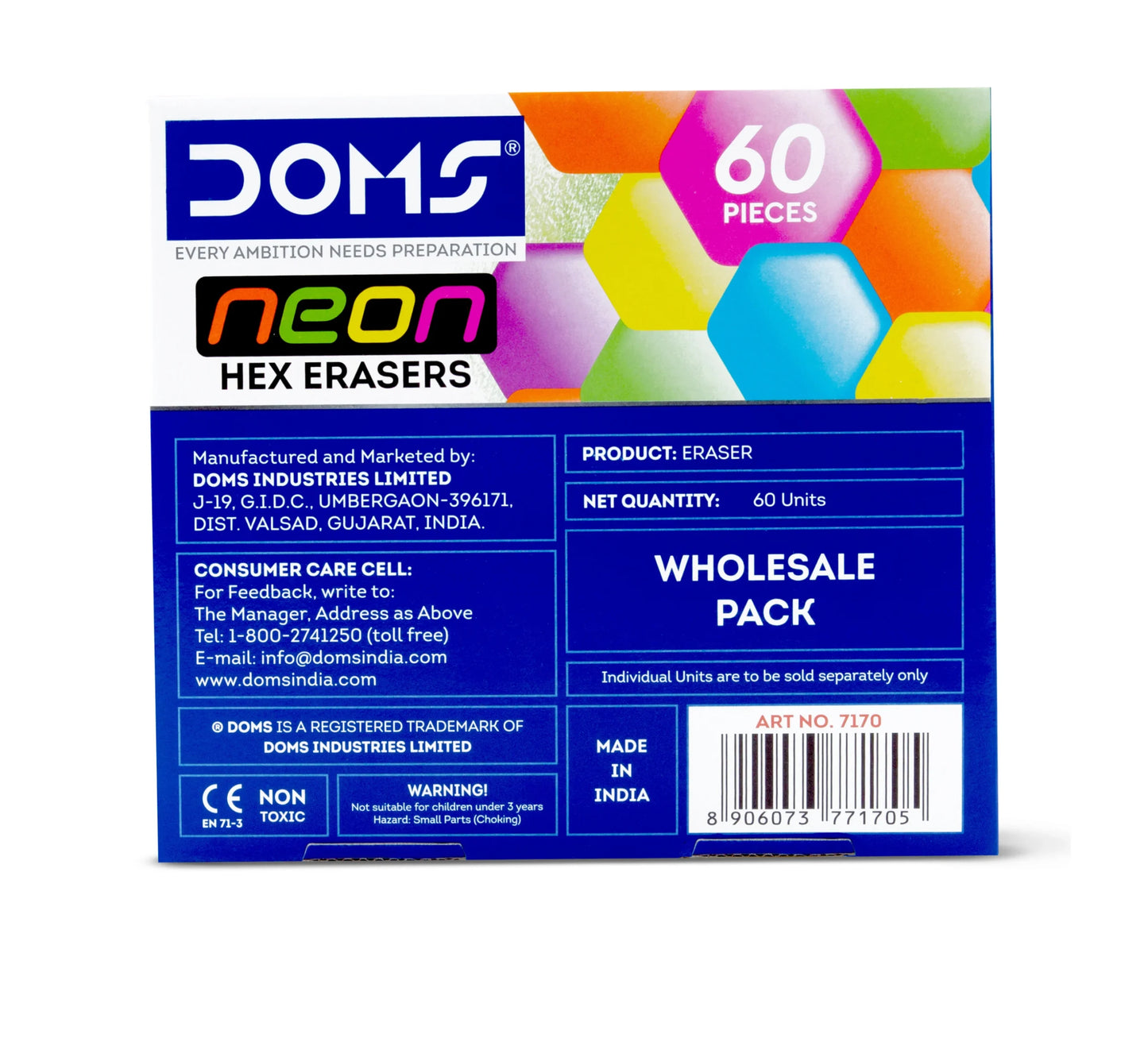 DOMS Neon Hex Dust Free Eraser