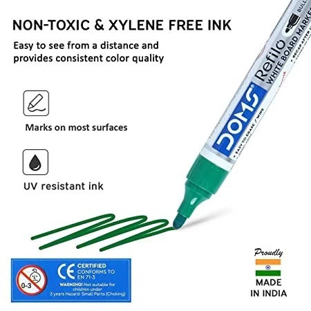 DOMS REFILO WHITEBOARD MARKER PEN GREEN 1 PCS product packaging