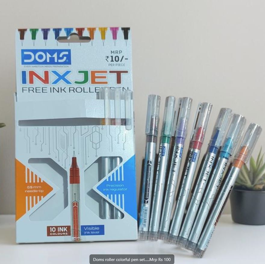 DOMS INXJET ROLLER PEN ASSORTED 10 PCS