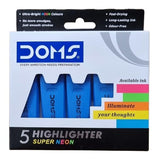 DOMS NEON HIGHLIGHTER PEN 5 SHADES BLUE (PLASTIC CASE)