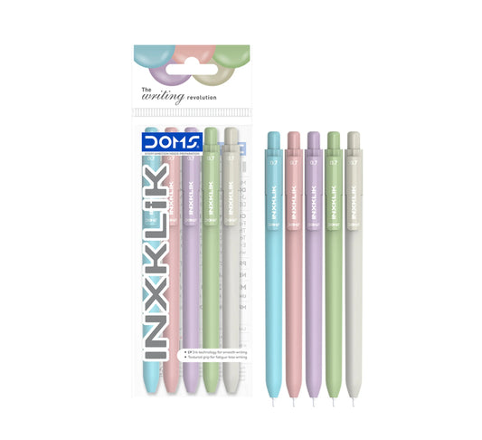 DOMS INXKLIK BALL PEN BLUE 5 PCS POUCH