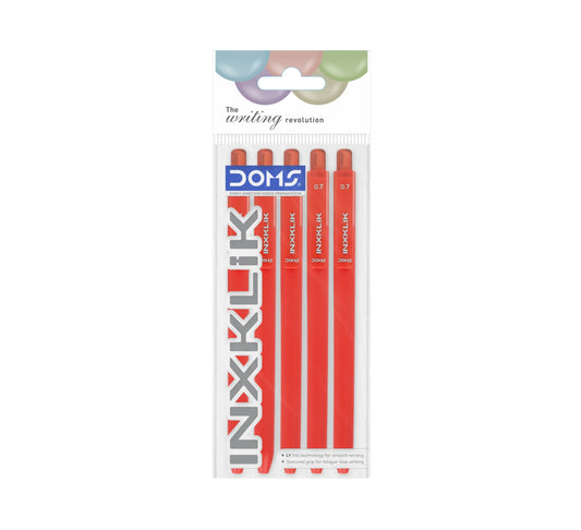 DOMS INXKLIK BALL PEN RED 5 PCS POUCH