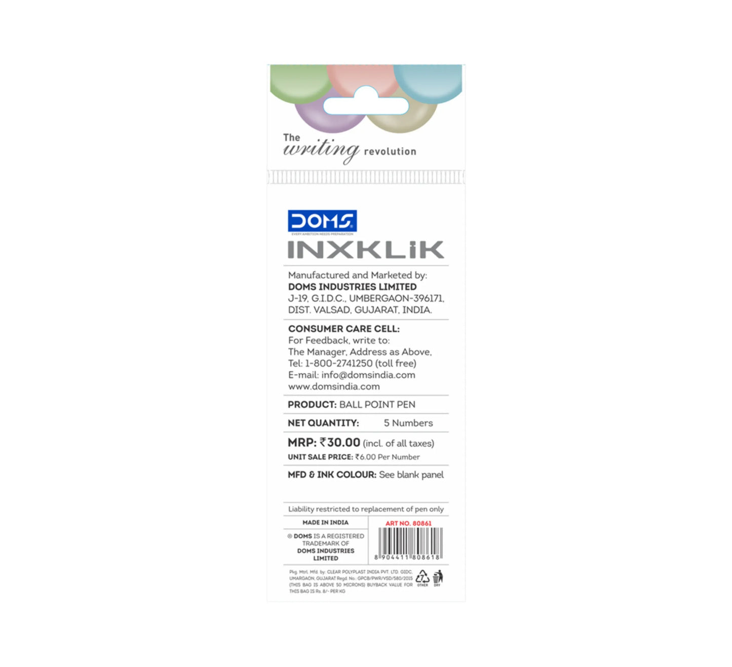 DOMS Inxklick 5 Pcs Pouch