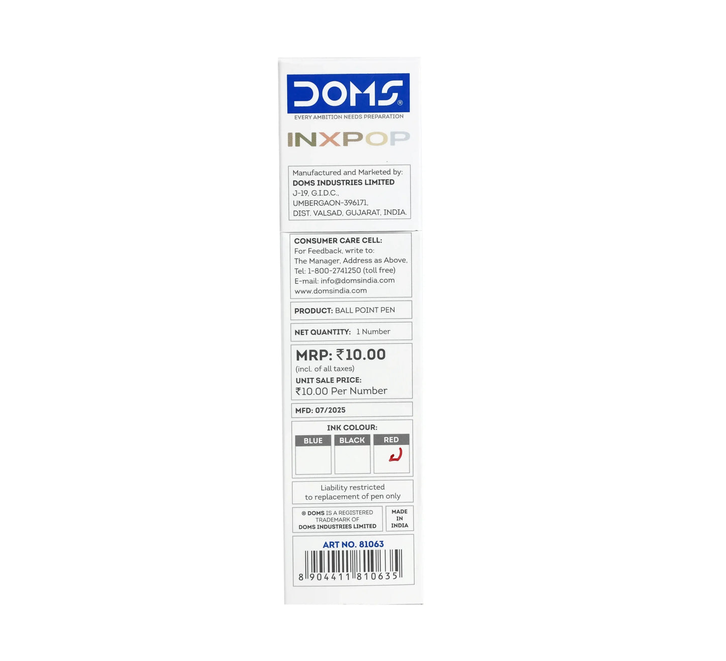 DOMS Inxpop Single Color Pen