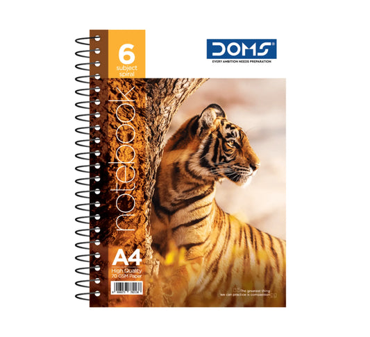 DOMS 6 Subject Spiral Notebook(Wild Life Animals Series)