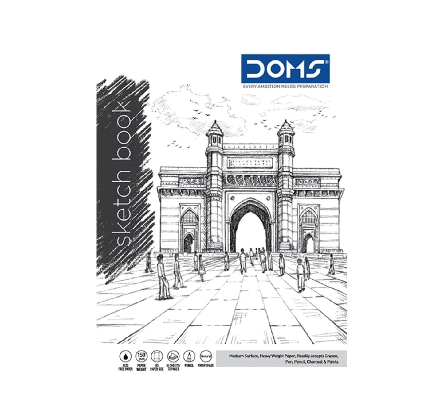 DOMS Sketch Book Wiro- 150 GSM Paper – 21×14.8 Cm
