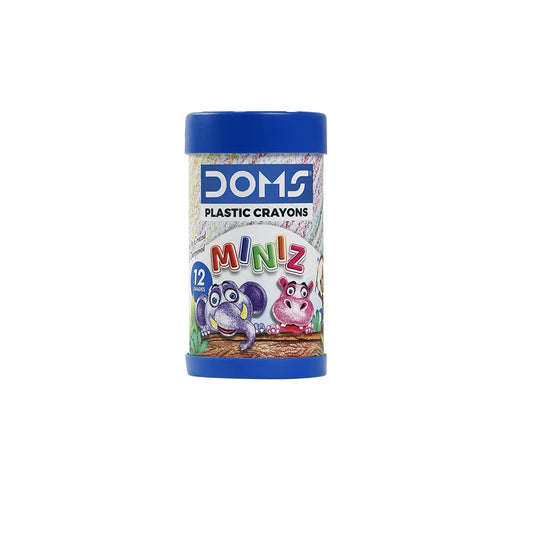DOMS 12 MINIZ PLASTIC CRAYONS front view