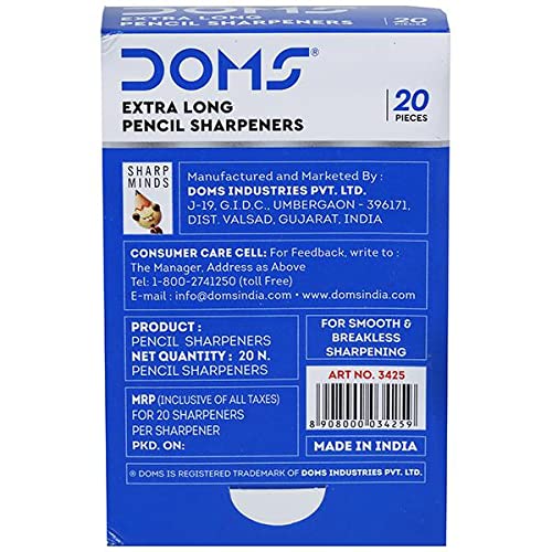DOMS Extra Long Pencil Sharpener 20 PCS Box