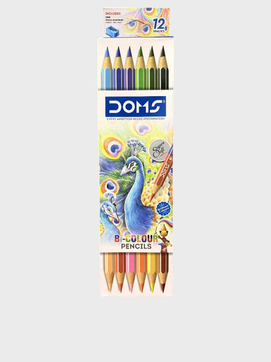 DOMS BI COLOUR PENCIL 6 X 2 SHADES 12 front view