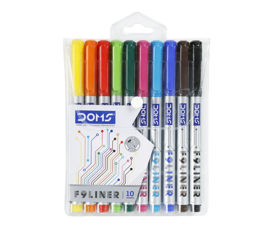 DOMS F9 Liner Pens (10 Assorted Shades)