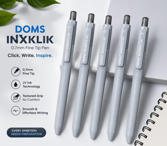 DOMS INXKLIK BALL PEN BLUE 5 PCS POUCH