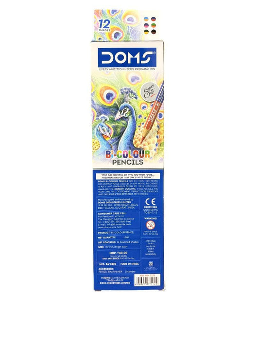 DOMS BI COLOUR PENCIL 6 X 2 SHADES 12 product packaging