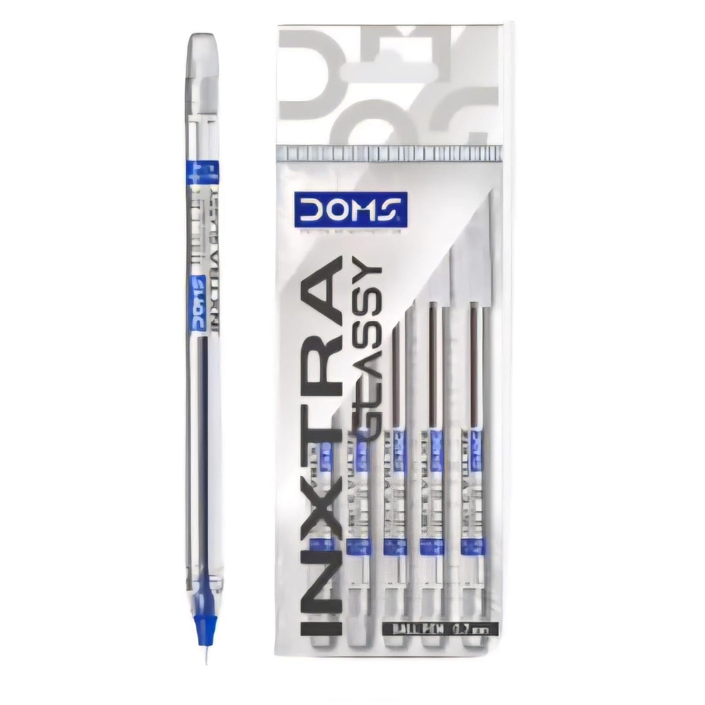 DOMS INXTRA GLASSY BALL PEN BLUE 5 PCS PACK