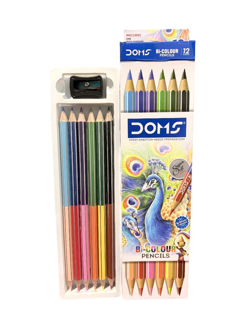 DOMS BI COLOUR PENCIL 6 X 2 - 12 SHADES