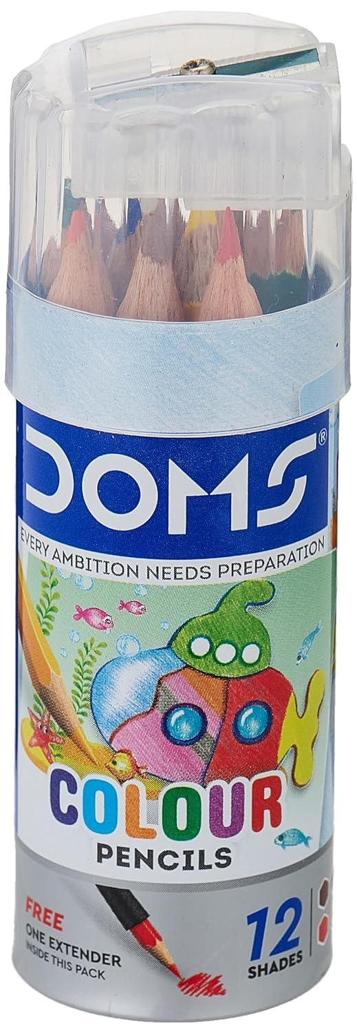 DOMS HSC 12 SHADES PENCIL TIN PACK front view