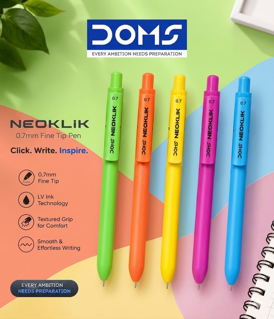 DOMS NEOKLIK BALL PEN BLUE 5 PCS POUCH