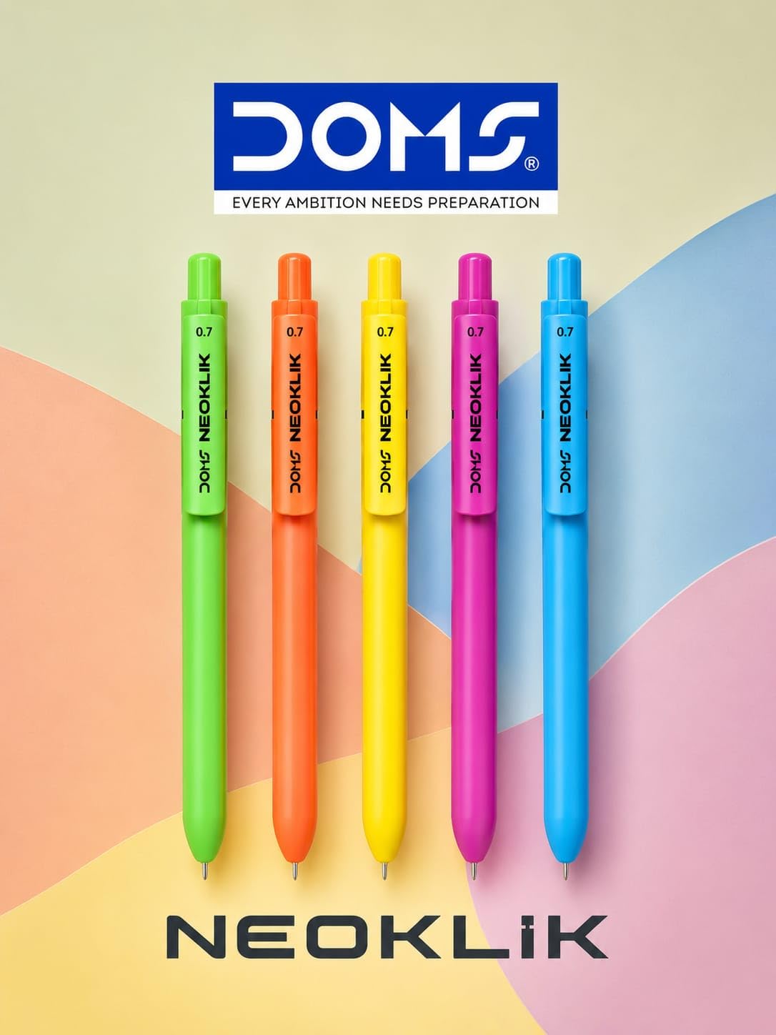 DOMS NEOKLIK BALL PEN BLUE 5 PCS POUCH