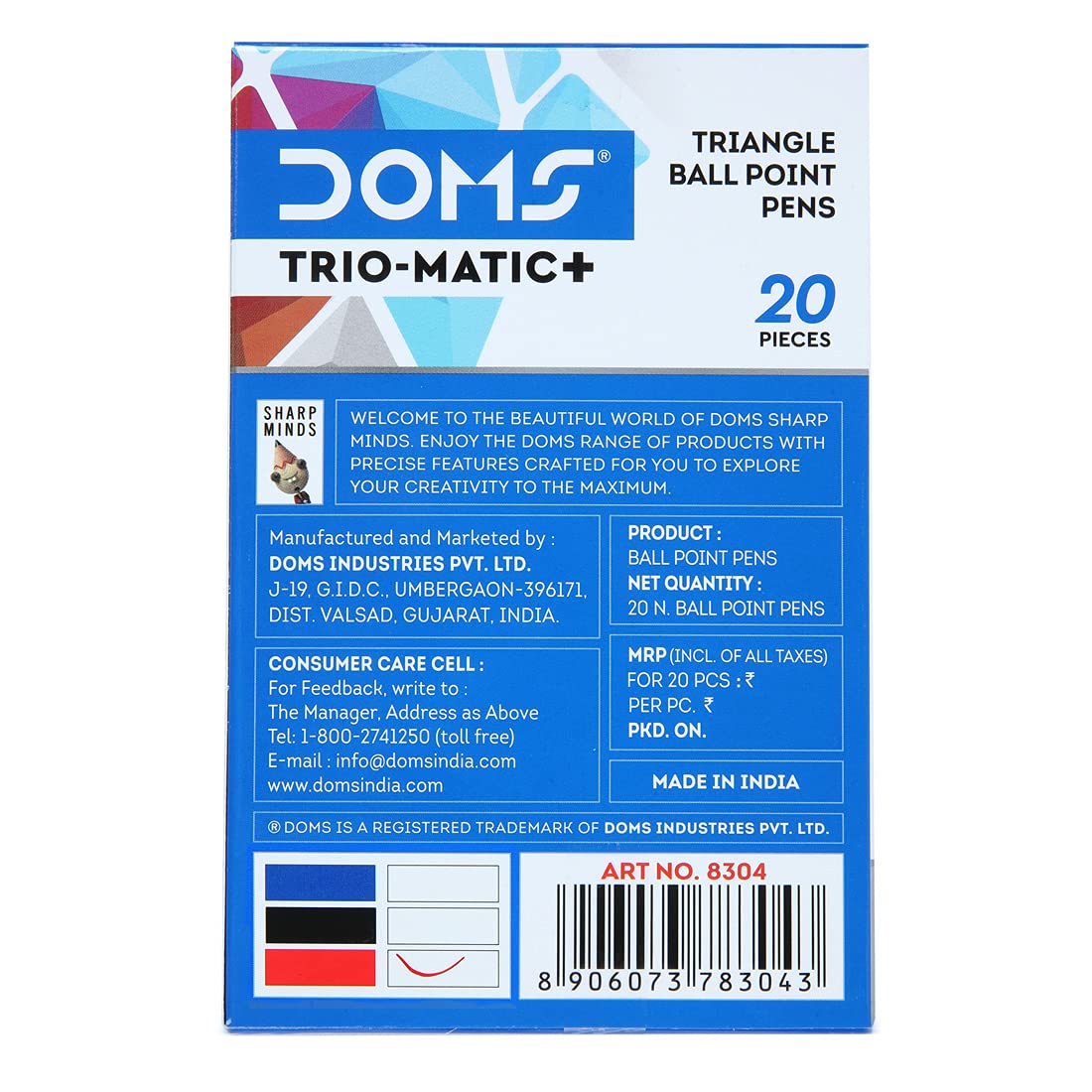 DOMS DF TRIO-MATIC+PEN RED 20 PCS