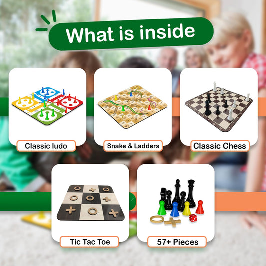Doms Clapjoy Wooden 4 in 1 Board Game for Kids & Adults