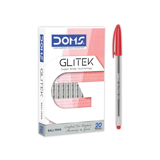 DOMS GLITEK BALL PEN RED 20 PCS PACK