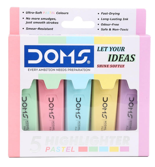 DOMS PASTEL HIGHLIGHTER ASSOR PACK OF 5