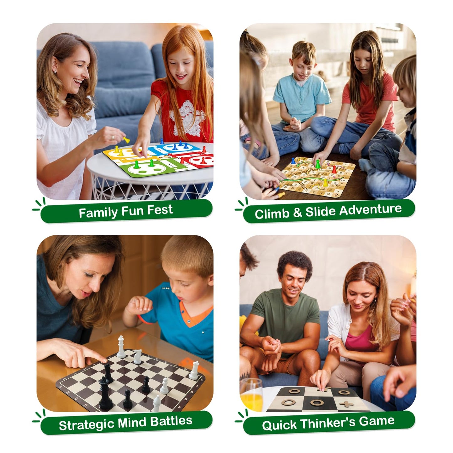 Doms Clapjoy Wooden 4 in 1 Board Game for Kids & Adults