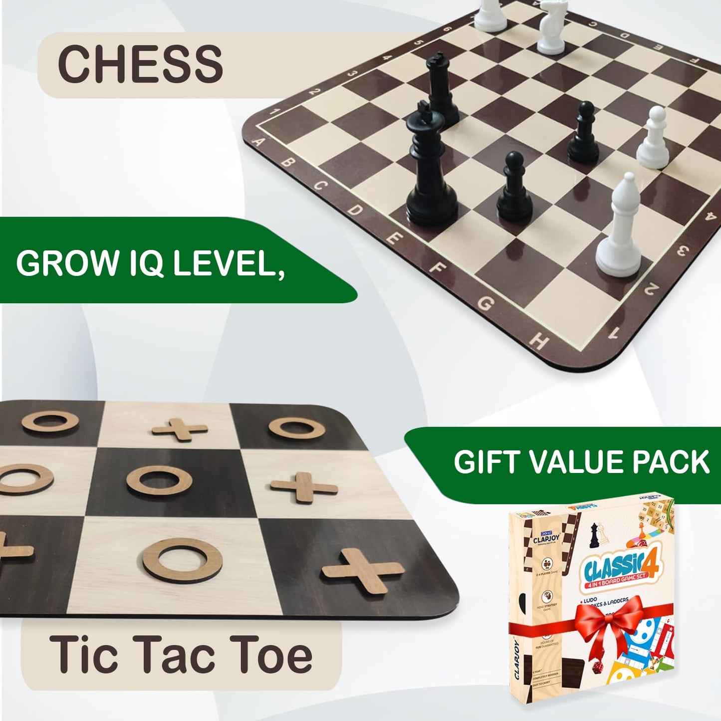 Doms Clapjoy Wooden 4 in 1 Board Game for Kids & Adults