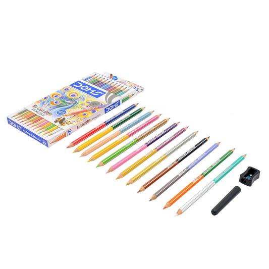 DOMS BI COLOUR PENCIL 12 X 2 SHADES 24 product packaging