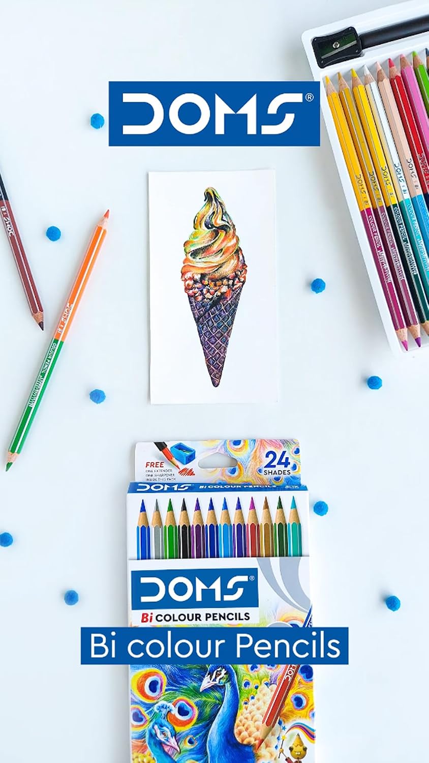 DOMS BI COLOUR PENCIL 12 X 2 - 24 SHADES