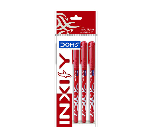 DOMS INXIFY SOFTY BALL PEN RED 5 PCS POUCH