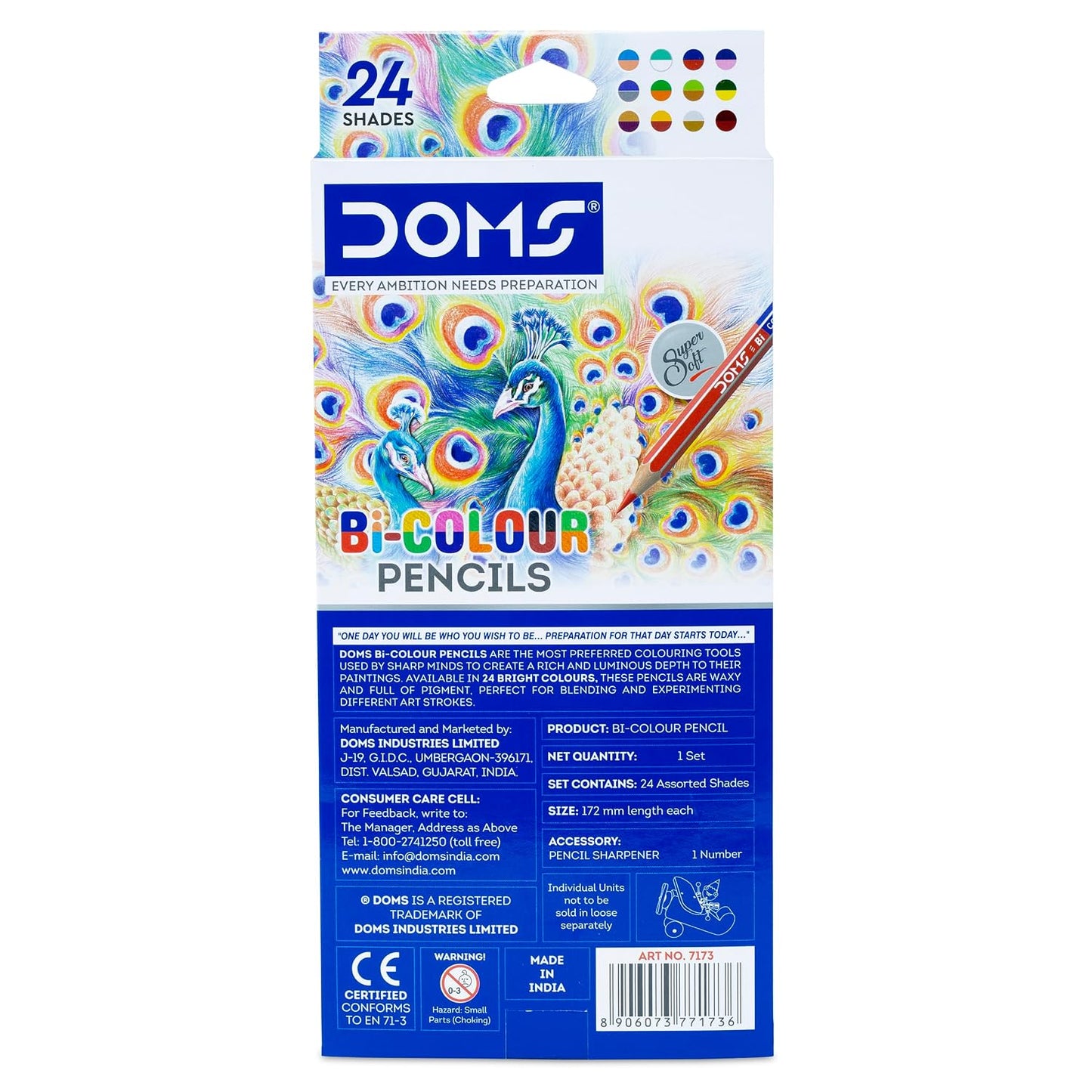 DOMS BI COLOUR PENCIL 12 X 2 - 24 SHADES