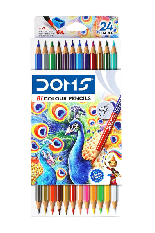 DOMS BI COLOUR PENCIL 12 X 2 SHADES 24 front view